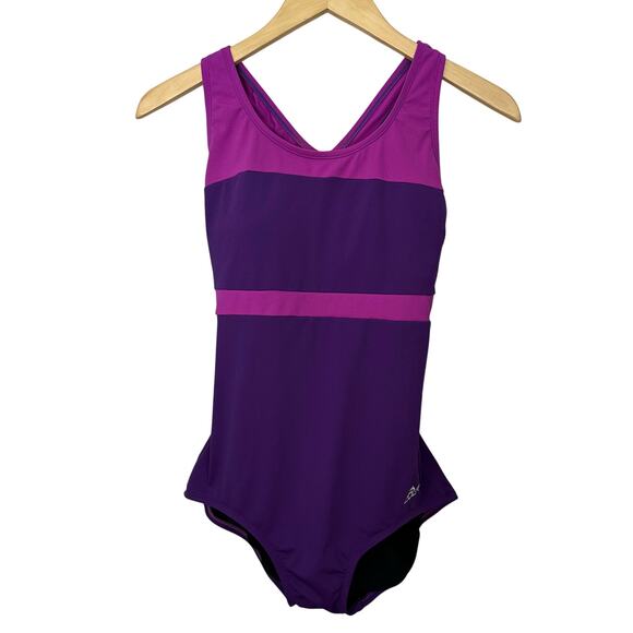 Dolfin AquaShape Swimsuit Size‎ 10 Purple Pink Built In Bra Aquatic Fitness Pool - Picture 1 of 5